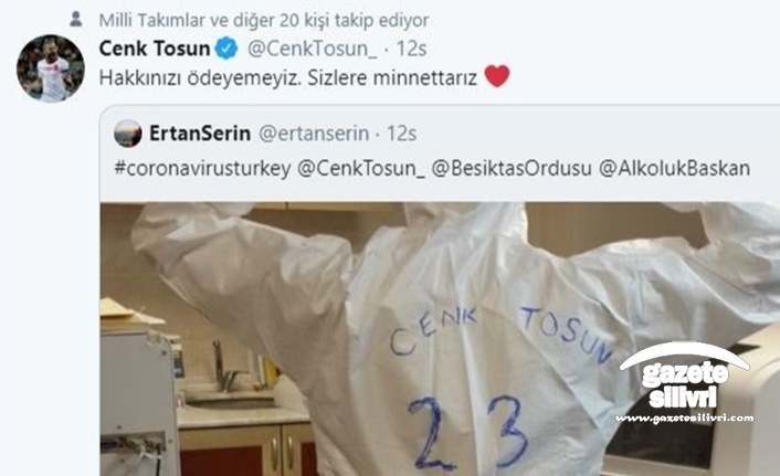 Cenk Tosun’dan sağlık çalışanlarına destek